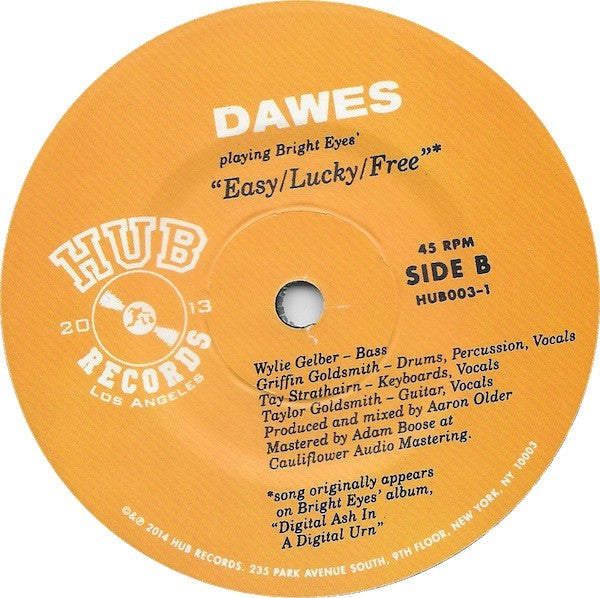 Conor Oberst / Dawes (2) : Million Dollar Bill / Easy/Lucky/Free (7", RSD, Single, Ltd)